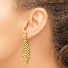 14k Polished D/C Post Dangle Leaf Earrings