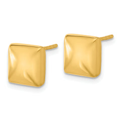 14K Polished Hollow Puffed Square Post Earrings