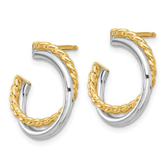 14K W/White Rhodium Polished and Twisted Post Earrings