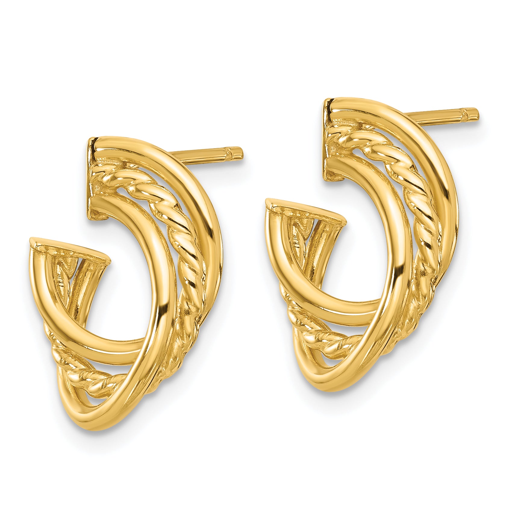 14K Polished and Twisted Post Earrings