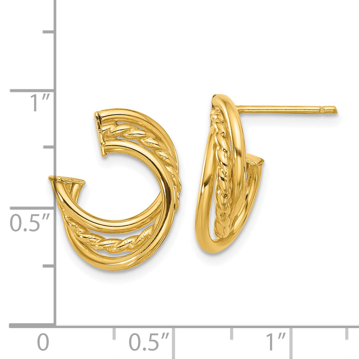 14K Polished and Twisted Post Earrings