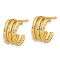 14K Polished Oval J-Hoop Post Earrings