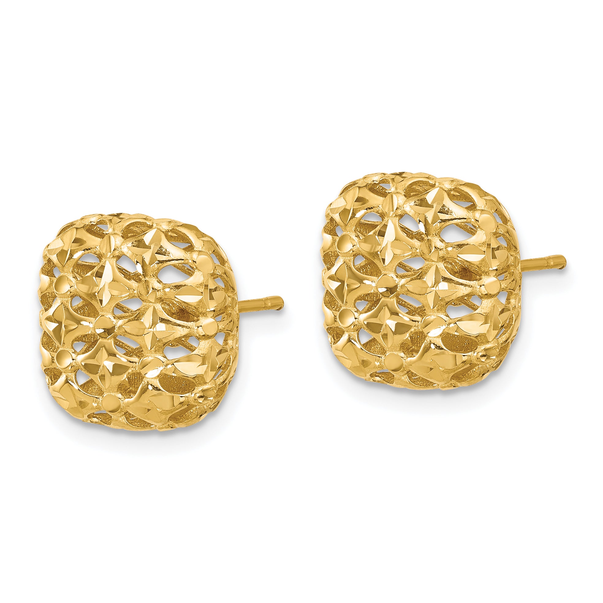 14K Polished Puffed Square Post Earrings