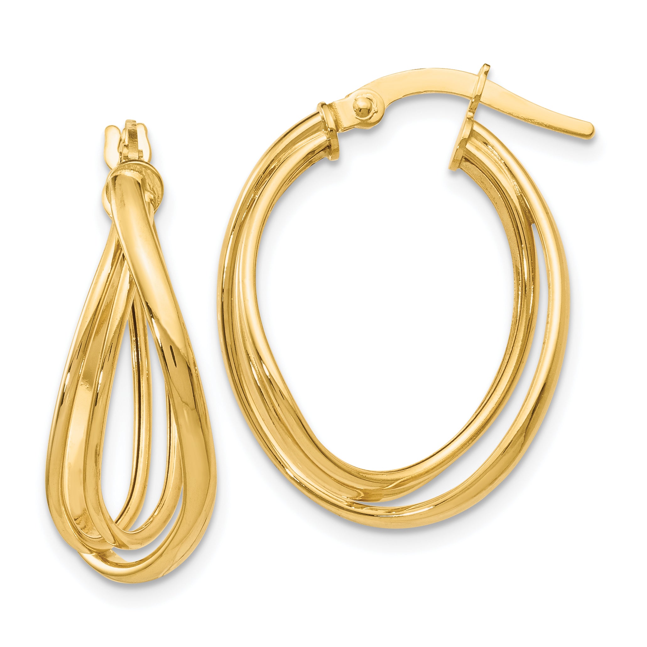 14K Polished Twist Hoop Earrings