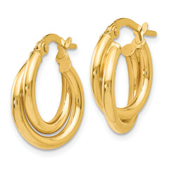 14K Gold Polished Twisted Double Hoop Earrings with Lifetime Guarantee