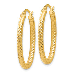 14K ForeverLite Polished and Textured Oval Hoop Earrings