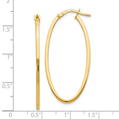 14K Gold Polished Oval Hoop Earrings with Hollow Tubing Design  40mm