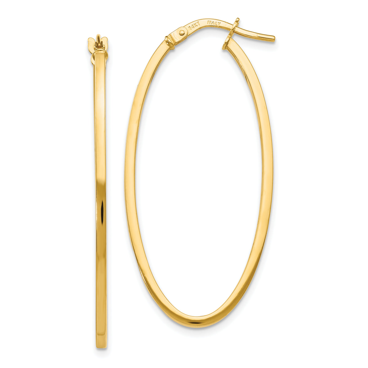 14K Polished Oval Hoop Earrings