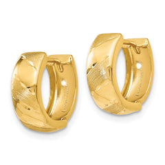 14K Polished and Satin Hinged Hoop Earrings