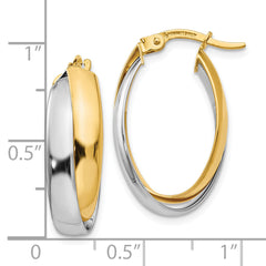 14K Two-Tone Gold Polished Double Oval Hoop Earrings for Women