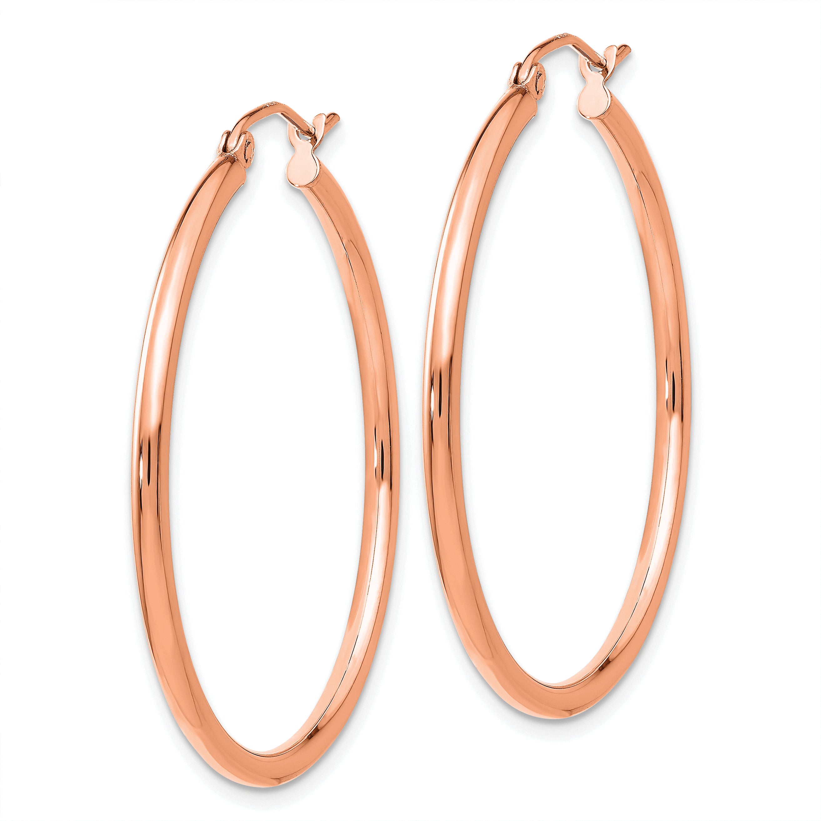 14k Rose Gold Polished 2x35mm Polished Hoop Earrings