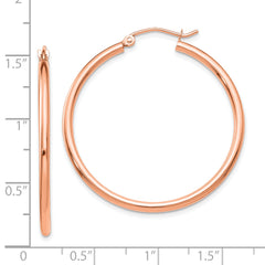 14k Rose Gold Polished 2x35mm Polished Hoop Earrings