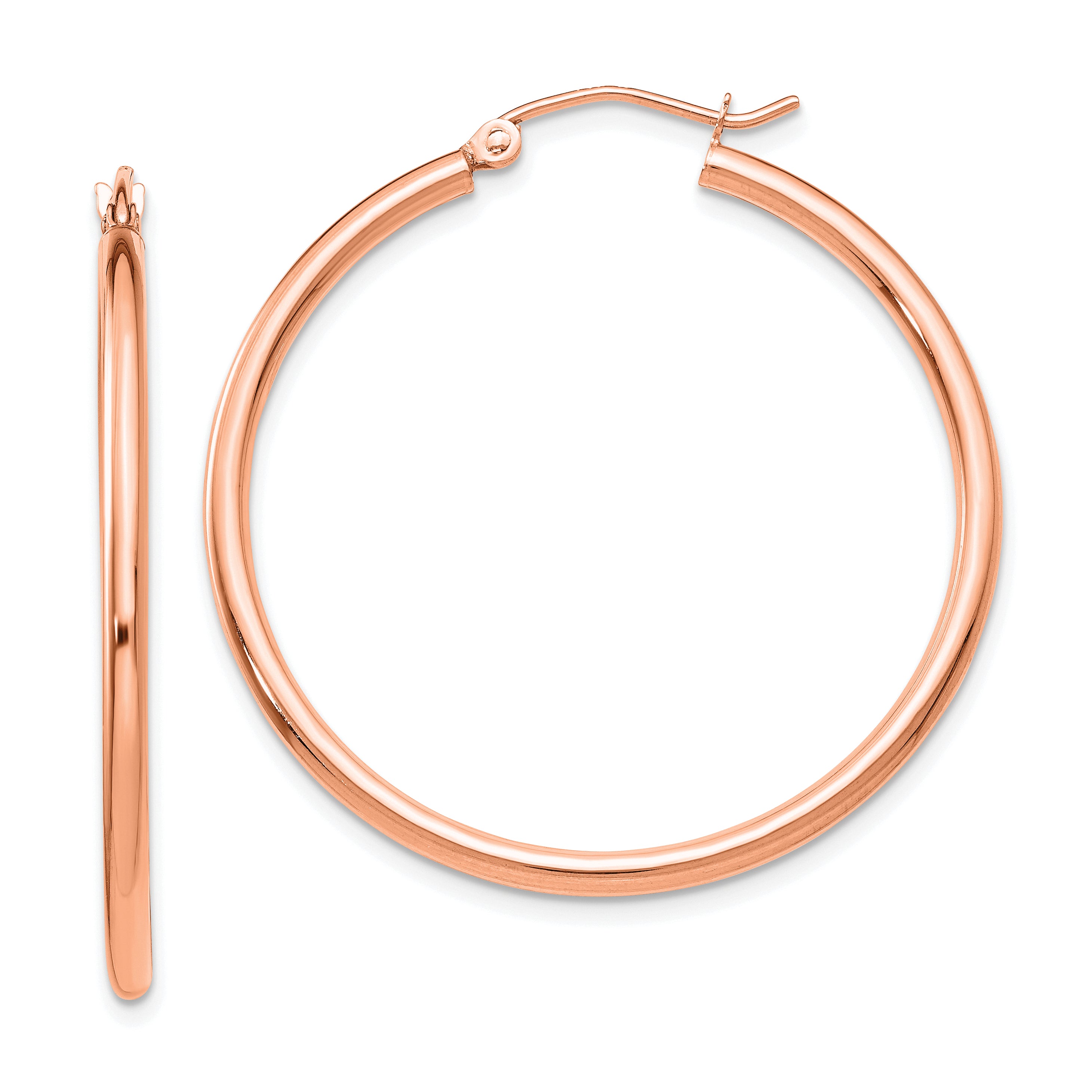 14k Rose Gold Polished 2x35mm Polished Hoop Earrings