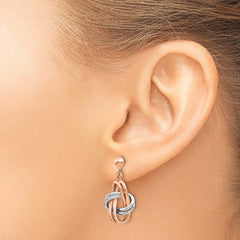 14K Two-Tone Rose and White Gold Dangle Earrings with Polished Finish