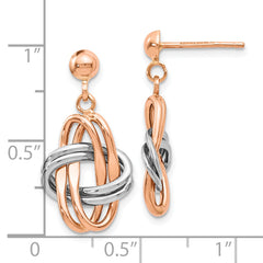 14K Two-Tone Rose and White Gold Dangle Earrings with Polished Finish