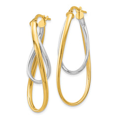 14K Two-Tone Gold Hoop Earrings with Polished Finish and Hollow Design