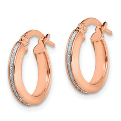 14K Rose Gold Polished Glimmer Infused Hoop Earrings