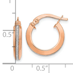 14K Rose Gold Polished Glimmer Infused Hoop Earrings