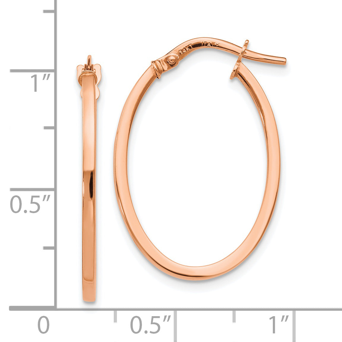 14K Rose Gold Polished Oval Hoop Earrings with Lifetime Guarantee Elegant & Lightweight