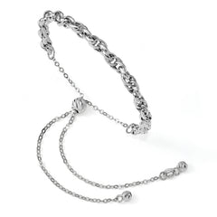 14K White Gold Polished Fancy Link Adj. Bracelet