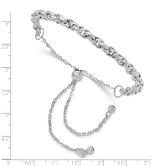 14K White Gold Polished Fancy Link Adj. Bracelet