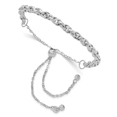 14K White Gold Polished Fancy Link Adj. Bracelet