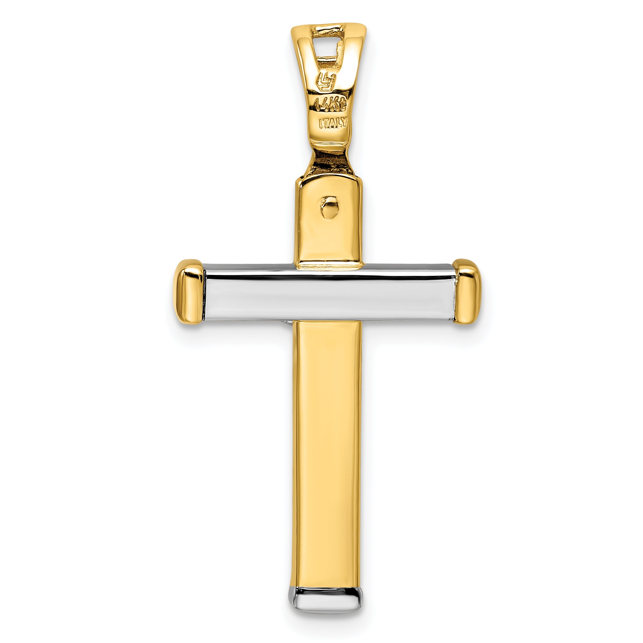 14K Two-tone Polished Crucifix Pendant