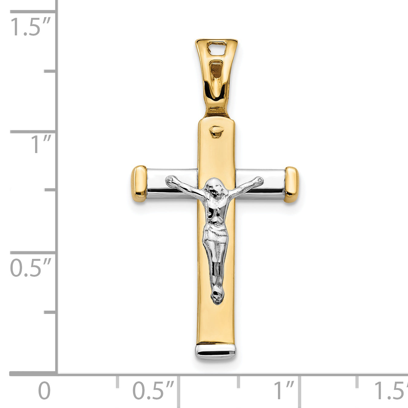 14K Two-tone Polished Crucifix Pendant