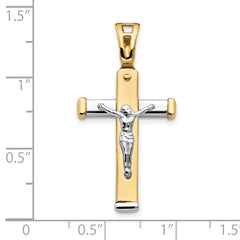 14K Two-tone Polished Crucifix Pendant