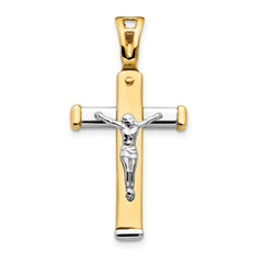 14K Two-tone Polished Crucifix Pendant