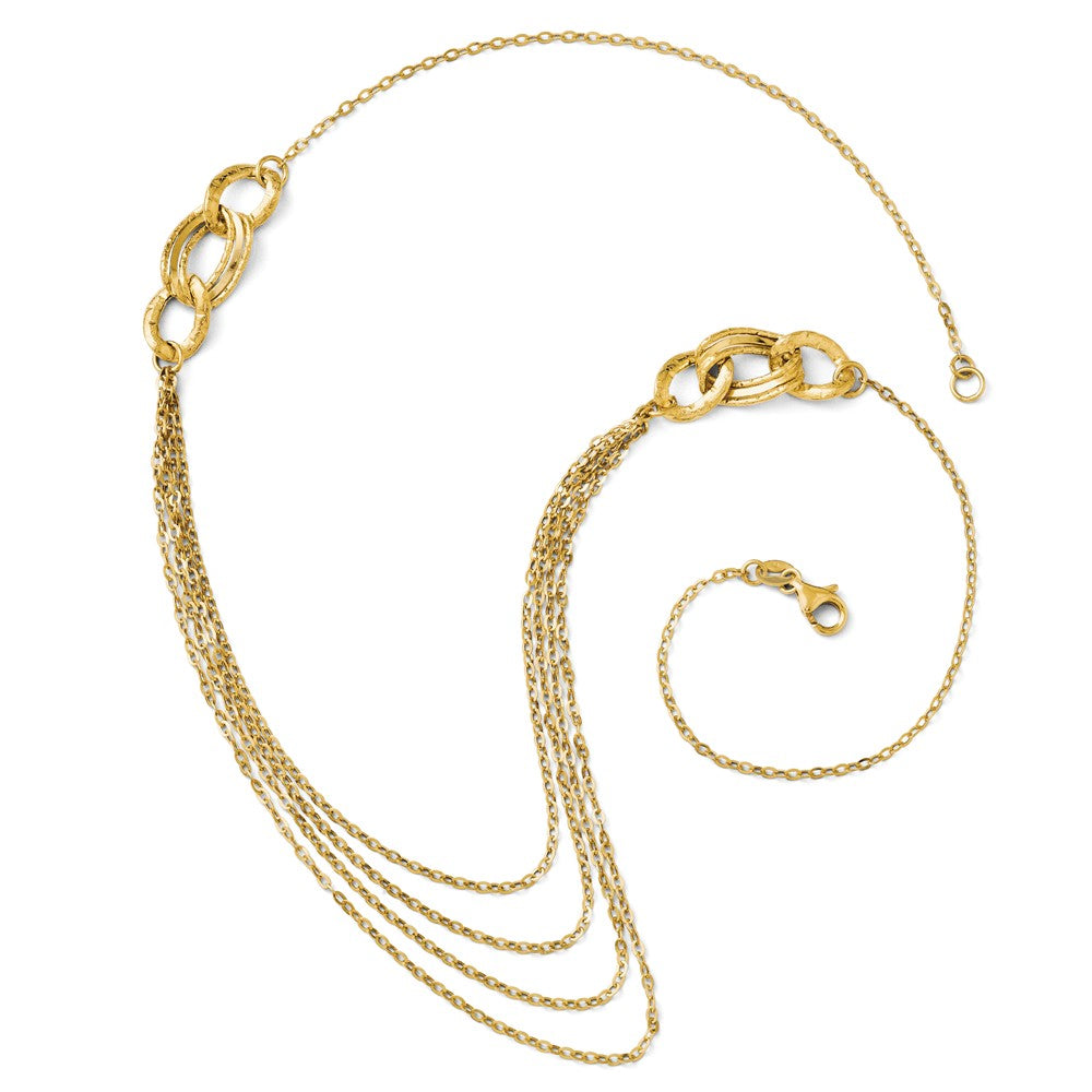 14K Gold Multi-Strand Rope Necklace with Lobster Clasp, Handmade Elegance