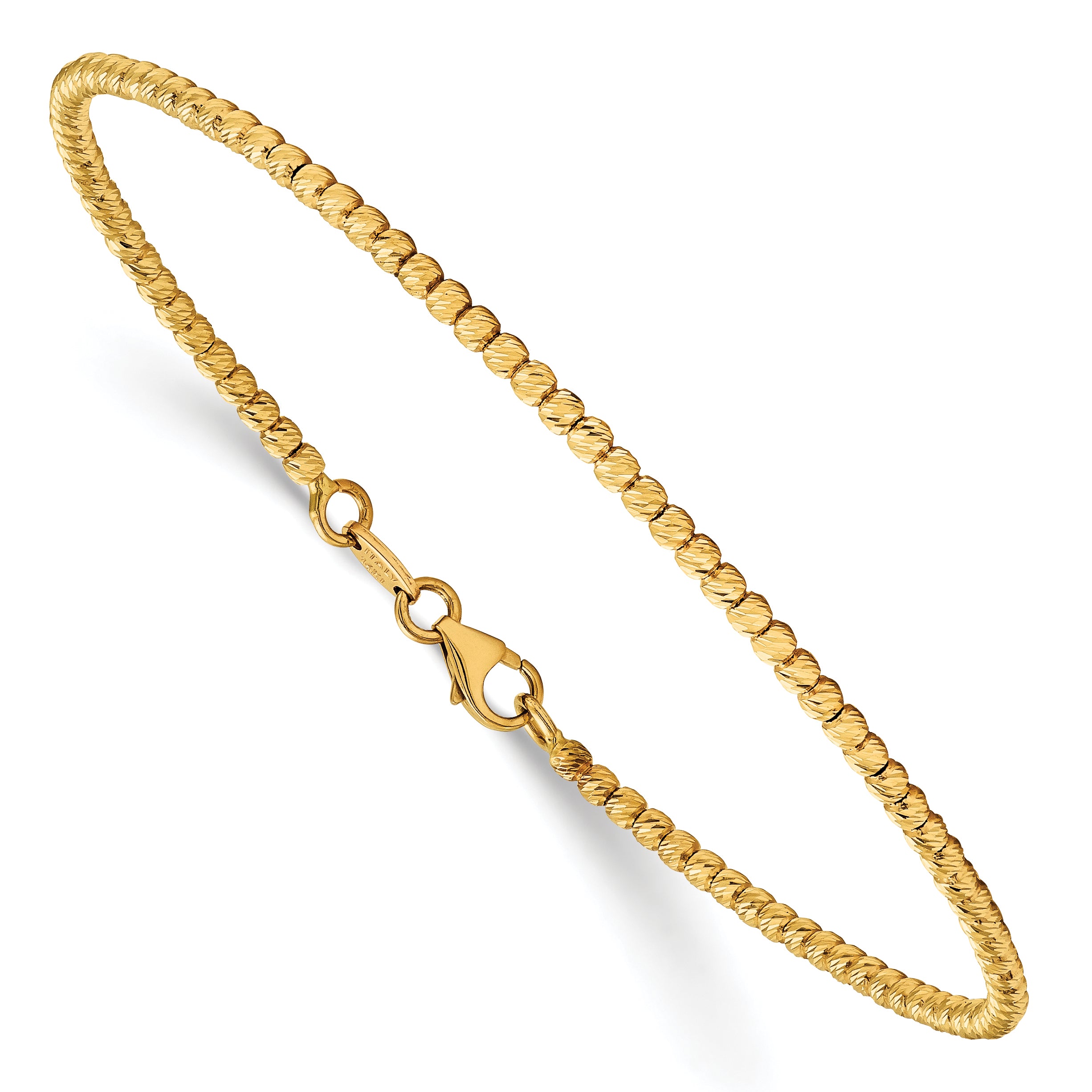 14K Polished D/C Beaded Bracelet