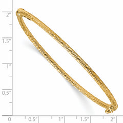 14K Polished and Textured Hinged Bangle