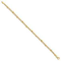 14K Gold Polished and Diamond-cut Beads 2 Strand Bracelet