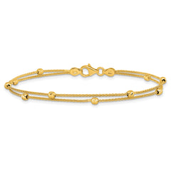 14K Gold Polished and Diamond-cut Beads 2 Strand Bracelet