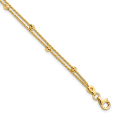 14K Gold Polished and Diamond-cut Beads 2 Strand Bracelet