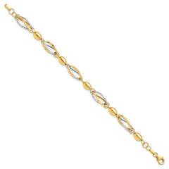 14K Two-tone Polished and D/C Bracelet