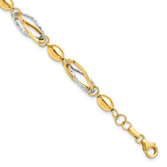 14K Two-tone Polished and D/C Bracelet