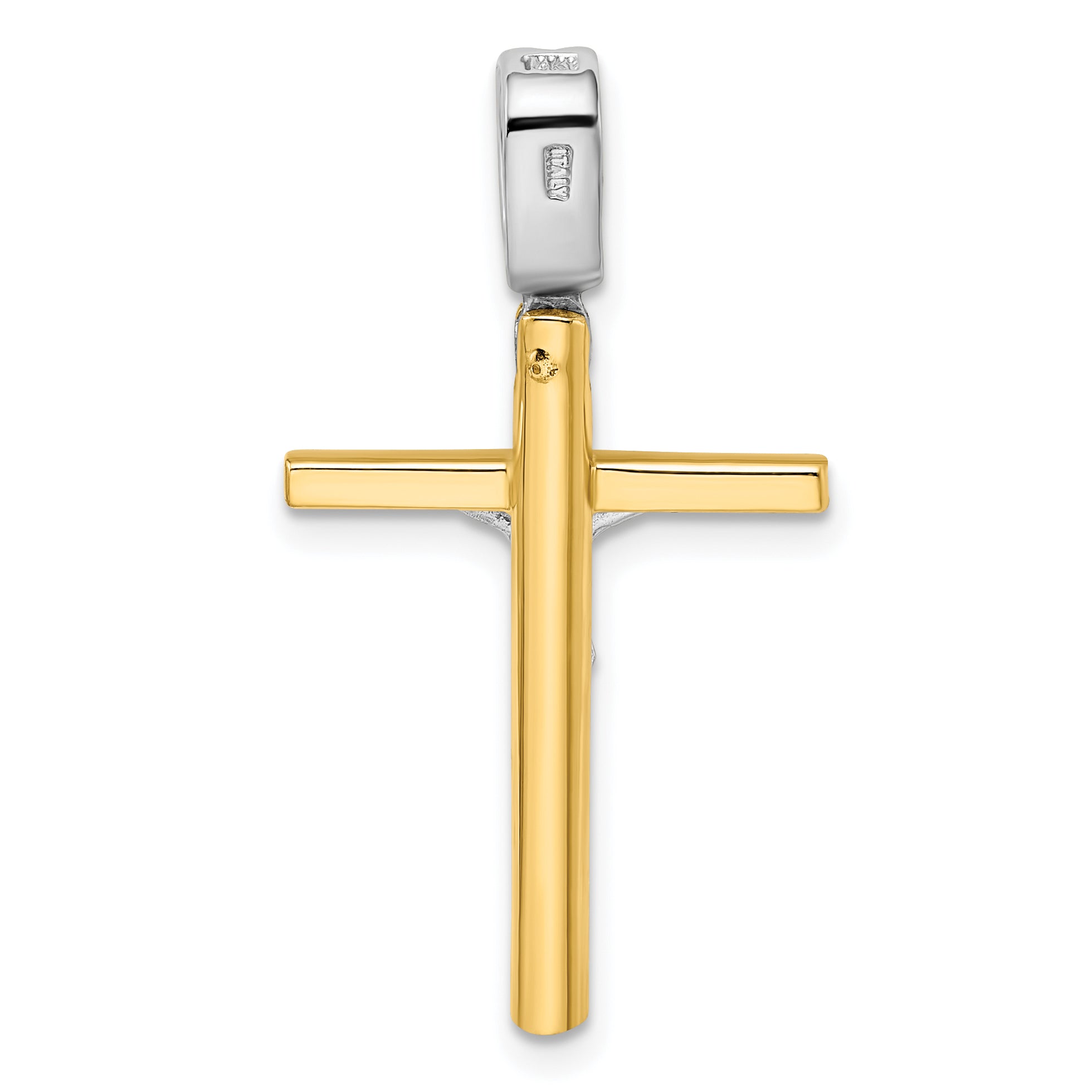 14K Two-tone Polished Crucifix Cross Pendant