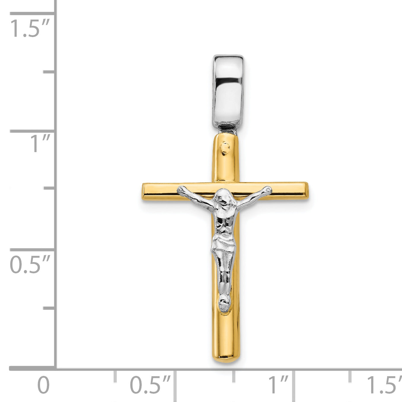 14K Two-tone Polished Crucifix Cross Pendant