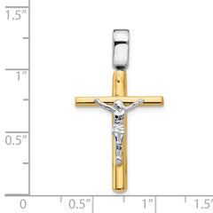 14K Two-tone Polished Crucifix Cross Pendant