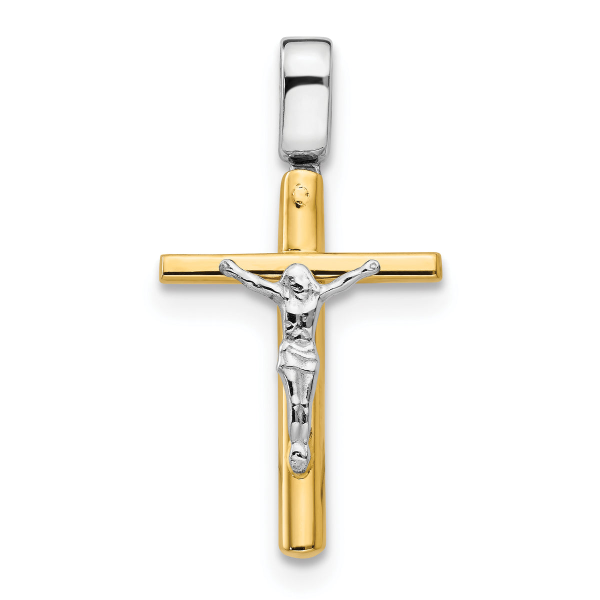 14K Two-tone Polished Crucifix Cross Pendant