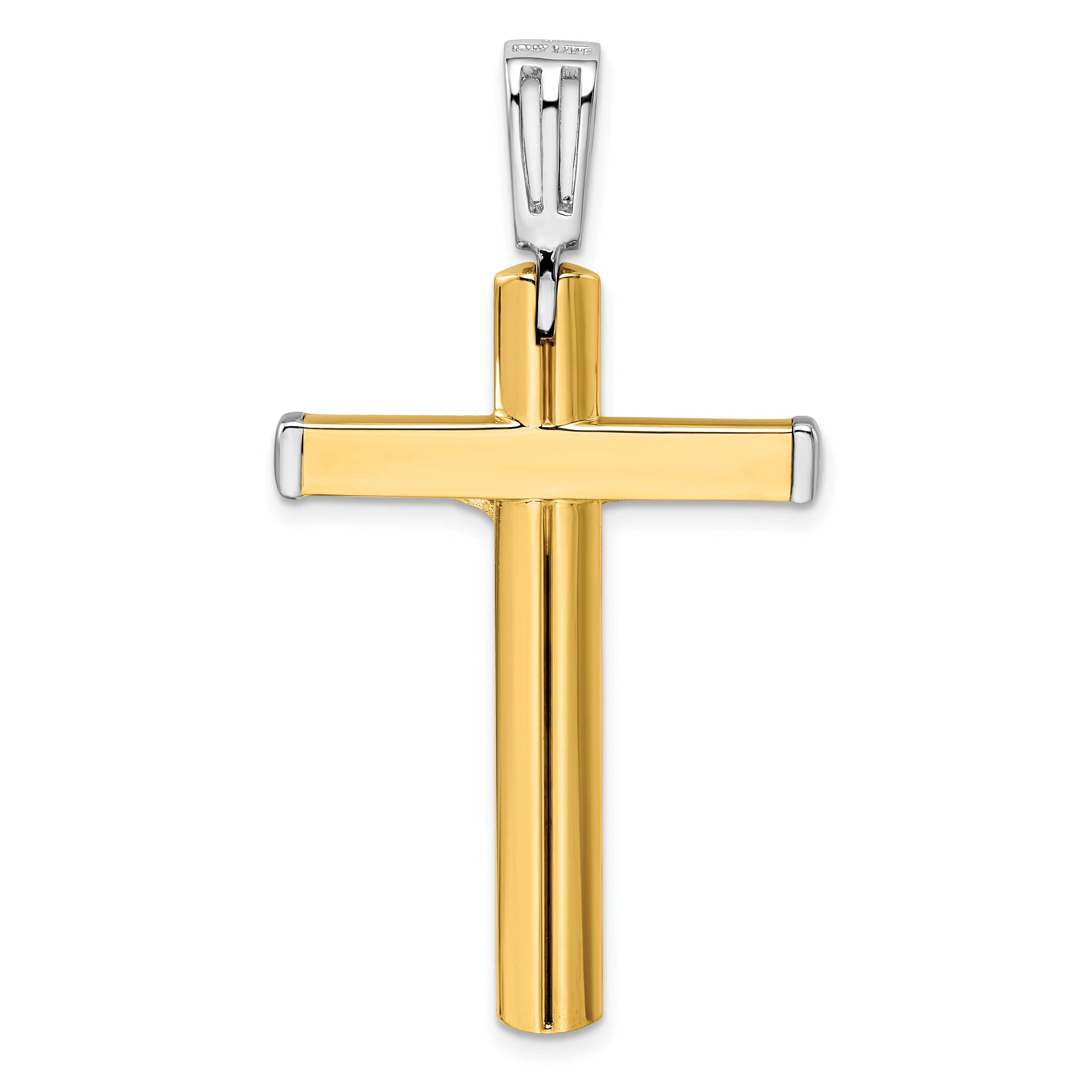 14K Two-tone Polished Crucifix Cross Pendant