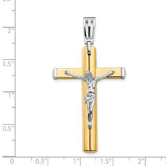 14K Two-tone Polished Crucifix Cross Pendant