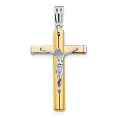 14K Two-tone Polished Crucifix Cross Pendant