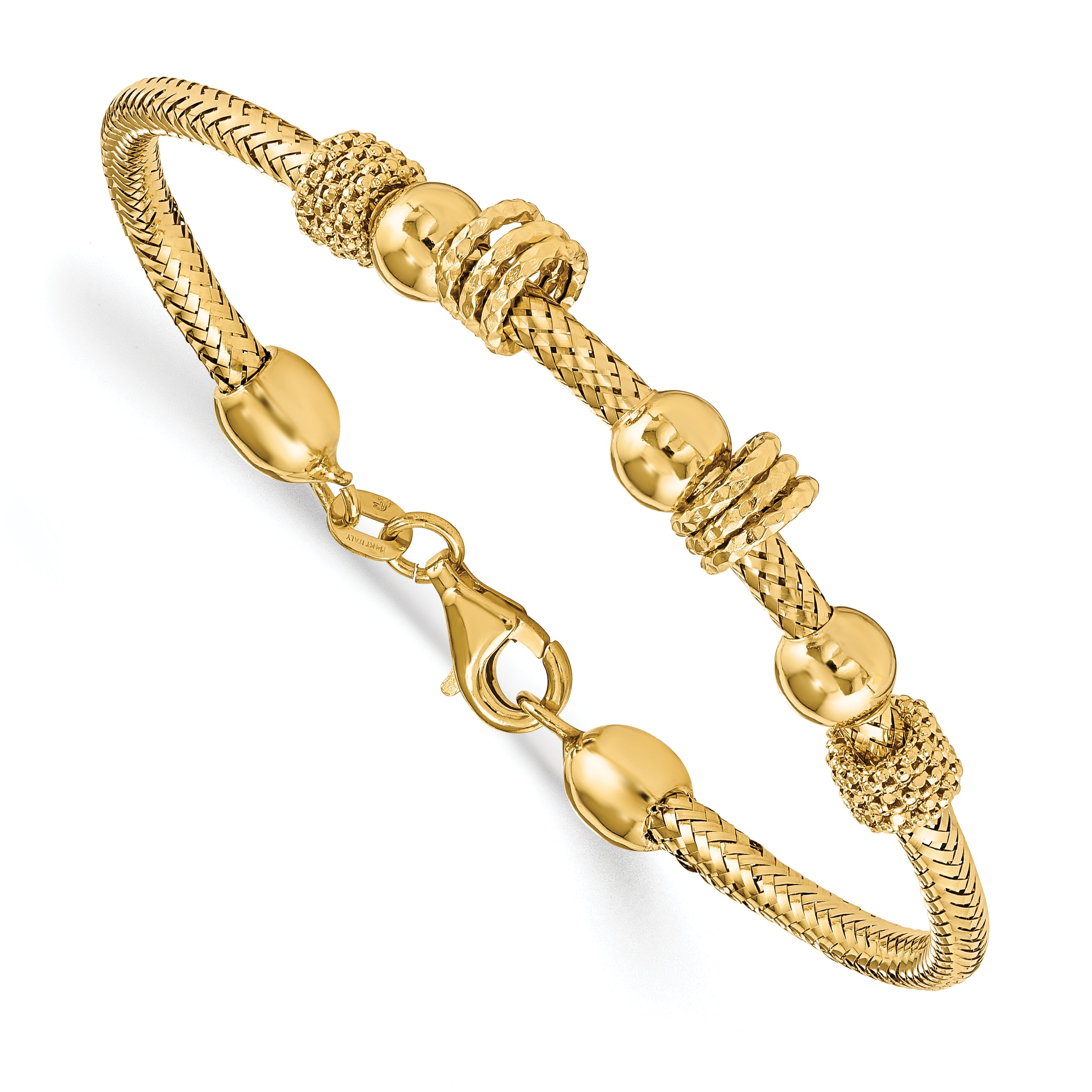 14K Polished and Textured Bracelet