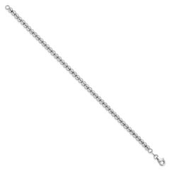 14K White Gold Polished and Diamond-cut Beaded Bracelet