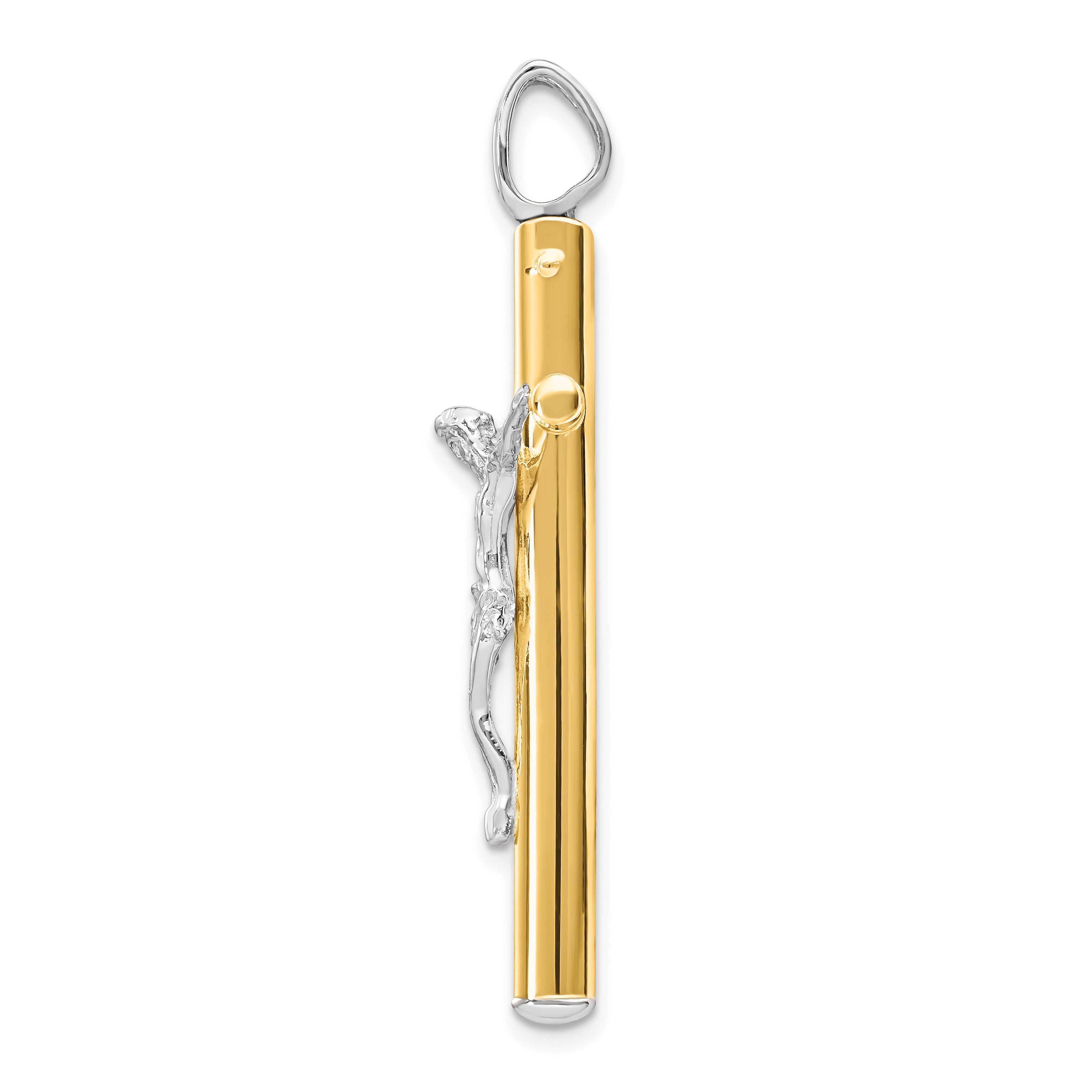 14K Two-tone Crucifix Pendant