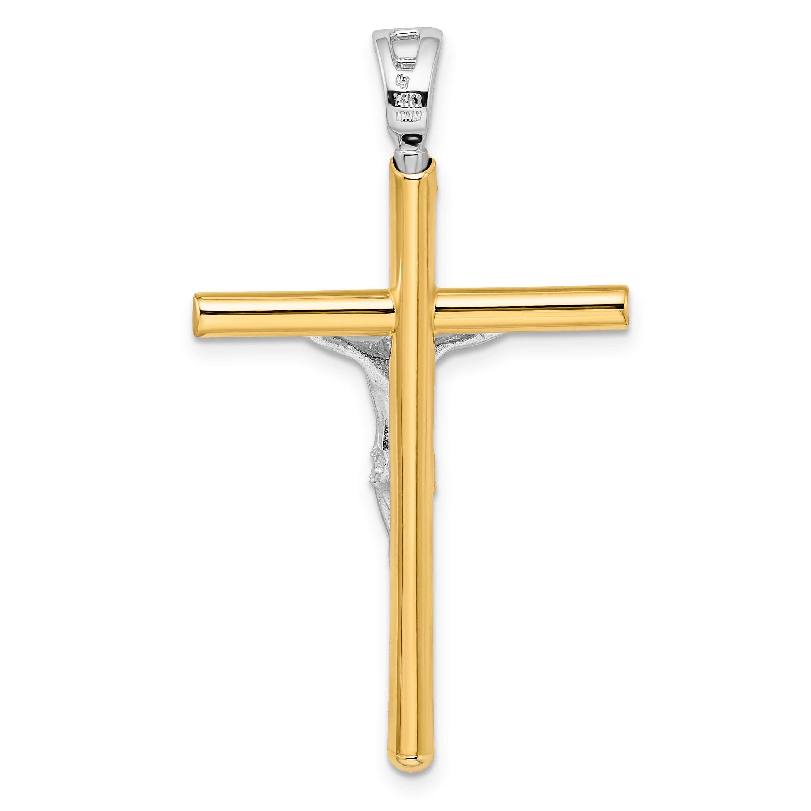 14K Two-tone Crucifix Pendant