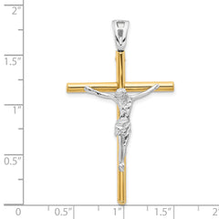 14K Two-tone Crucifix Pendant